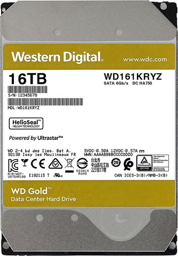 Western Digital Gold 16TB SATA 6Gbs 7200 RPM 512MB Cache 3.5 Inch Internal Hard Disk Drive 8WD161KRYZ