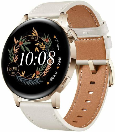 Huawei Watch GT3 42mm AMOLED Gold GPS Bluetooth 5.2 Harmony OS 5 ATM White Leather