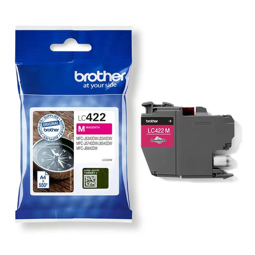 BRLC422M | Looking for a cartridge that offers effortless performance every time you print? The Brother magenta LC422M Ink Cartridge, with colour fade resistant properties guarantees smooth, reliable and top quality printouts from your first to your last print. Our perfectly balanced inks ensure your printer stays working at its best. Brother consider the environmental impact at every stage of your ink cartridge life cycle, reducing waste at landfill. All our hardware and ink cartridges are built to have as little impact on the environment as possible.  Genuine Brother LC422M ink cartridge - worth it every time