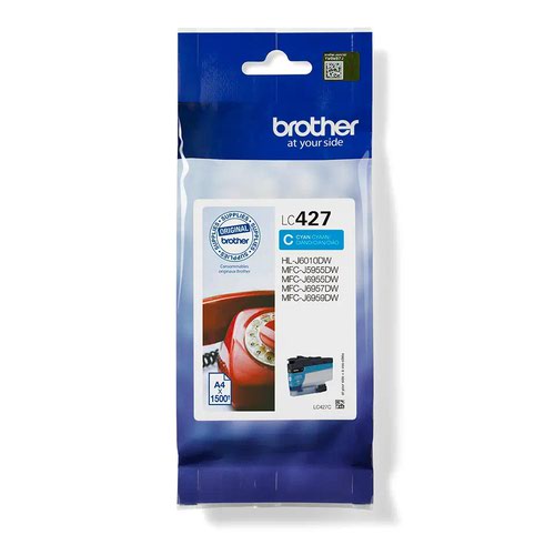 BRLC427C | Looking for a cartridge that offers effortless performance every time you print? The Brother cyan LC427C Ink Cartridge, with colour fade resistant properties guarantees smooth, reliable and top quality printouts from your first to your last print. Our perfectly balanced inks ensure your printer stays working at its best. Brother consider the environmental impact at every stage of your ink cartridge life cycle, reducing waste at landfill. All our hardware and ink cartridges are built to have as little impact on the environment as possible. Genuine Brother LC427C ink cartridge - worth it every time