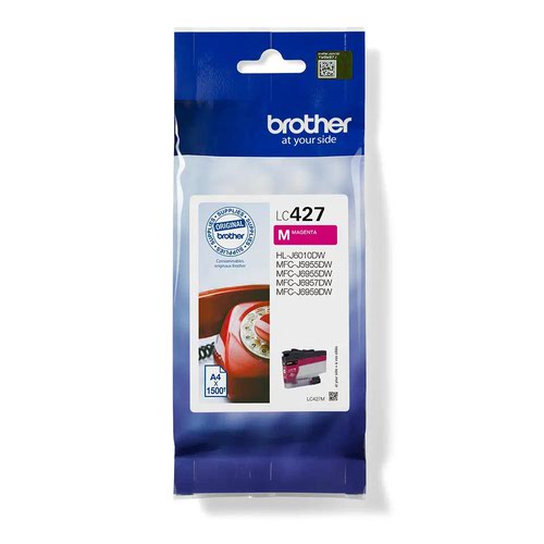 BRLC427M | Looking for a cartridge that offers effortless performance every time you print? The Brother magenta LC427M Ink Cartridge, with colour fade resistant properties guarantees smooth, reliable and top quality printouts from your first to your last print. Our perfectly balanced inks ensure your printer stays working at its best. Brother consider the environmental impact at every stage of your ink cartridge life cycle, reducing waste at landfill. All our hardware and ink cartridges are built to have as little impact on the environment as possible.  Genuine Brother LC427M ink cartridge - worth it every time