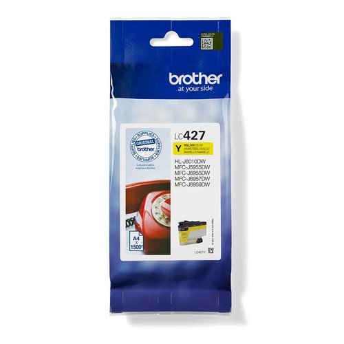 BRLC427Y | Looking for a cartridge that offers effortless performance every time you print? The Brother yellow LC427Y Ink Cartridge, with colour fade resistant properties guarantees smooth, reliable and top quality printouts from your first to your last print. Our perfectly balanced inks ensure your printer stays working at its best. Brother consider the environmental impact at every stage of your ink cartridge life cycle, reducing waste at landfill. All our hardware and ink cartridges are built to have as little impact on the environment as possible.  Genuine Brother LC427Y ink cartridge - worth it every time