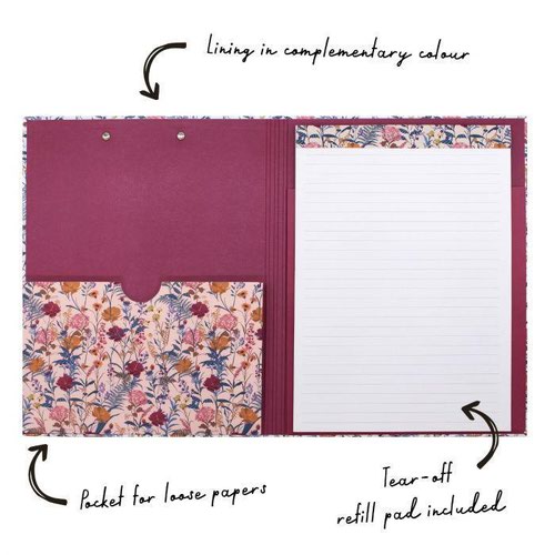 Pukka Pad Bloom A4 Padfolio Cream Floral With Matching Refill Pad 9582-BLM Clipboards 23997PK
