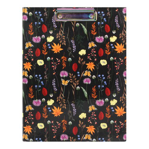 Pukka Bloom A4 Padfolio Black Floral With Matching Refill Pad 9581-BLM