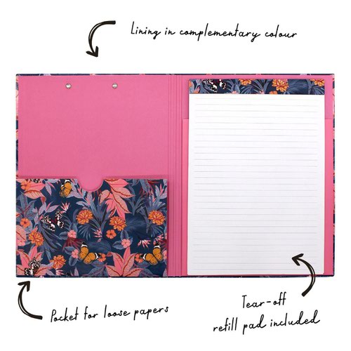 23983PK - Pukka Pad Bloom A4 Padfolio Blue Floral With Matching Refill Pad 9580-BLM