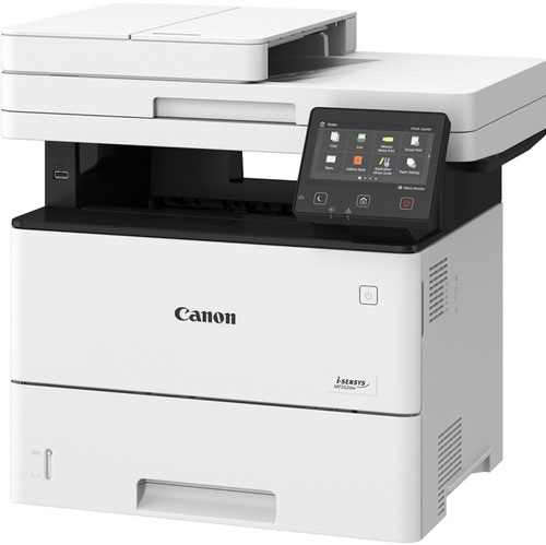 CO67037 | This Canon i-SENSYS MF552dw monochrome multifunctional A4 laser printer, copier and scanner. Printer and scanner produces quality mono prints at 43 pages per minute. The warm up time is 14 seconds or less from power on, with first printout in 5.7 seconds or less. Print resolution is up to 1200 x 1200 dpi. Colour scanner with 24 bit input and output, 256 greyscales, and compatibility: TWAIN, WIA, ICA. Scan to E-mail, Cloud and iFax. All controlled via 127mm LCD colour touch screen.