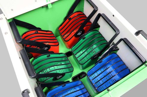 LocknCharge LNC10019 5 Slot 13 Inch Large Plastic Device Basket Set of 6 2 x Green 2 x Blue 2 x Red Battery Chargers 8LNC10019