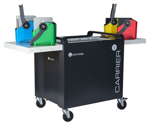 The Carrier 40 Cart can store, charge, secure and transport almost any type of mobile devices, including Chromebooks, Tablets and iPad devices. Baskets by LocknCharge increases devices usage efficiency as they allow users to hand out baskets rather than distributing individual devices.