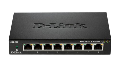 D Link DES 108 8 Port Gigabit Ethernet Unamanaged Metal Housing Desktop Switch Ethernet Switches 8DLDGS108B