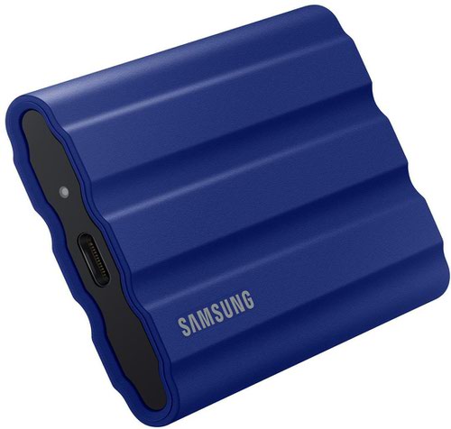 Speed up workflows with minimised waiting times and accelerate response times, courtesy of the Samsung T7 Shield 1TB USB 3.2 Gen 2 SSD Storage Drive - Blue (MU-PE1T0R/EU). Powered by a cutting-edge USB 3.2 Gen 2 interface with embedded PCIe NVMe technology, the T7 Shield 1TB SSD employs lightning-fast read and write speeds to blitz through long-winded data transfers and file shares, which would ordinarily slow your productivity and eat a chunk out of your available time. A travel-friendly design supplies creators, office workers and outdoor adventurers with ample space to store their data and treasured memories alike, while securing their data with rugged durability capable of withstanding the occasional knock and bump.