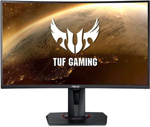 8ASVG27VQ | 27-inch Full HD (1920x1080) 1500R gaming monitor with ultrafast 165Hz refresh rate designed for professional gamers and immersive gameplay.1ms (MPRT) response time for smooth gameplay, and ASUS Extreme Low Motion Blur (ELMB ™) technology to further reduce ghosting and motion blur.FreeSync™ Premium equips serious gamers with a fluid, tear-free gameplay experience at peak performance. There are no compromises, game confidently with a high refresh rate, low framerate compensation, and low latency.Features an ergonomically designed stand to offer extensive swivel, tilt and height adjustments.Supports both Adaptive-Sync with NVIDIA GeForce* graphics cards and Freesync™ Premium with AMD graphics cards. *Compatible with NVIDIA GeForce GTX 10 series, GTX 16 series, RTX 20 series and newer graphics cards.