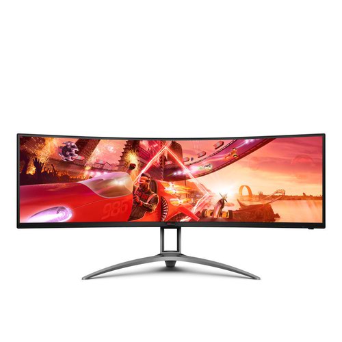 8AOAG493UCX2 | Double the in-game immersion with the curved AG493UCX2: thanks to the vast screen space of 49? (32:9) and a stunning Dual-QHD 5k resolution, you face a razor-sharp image whichever way you look. A gushing refresh rate of 165Hz and FreeSync Premium Pro ensure the smoothest images for even more realism.