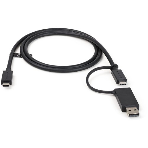 StarTech.com 1ms USB C Cable with USB A Adapter Dongle Hybrid 2 in 1 with 100W Power Delivery Passthrough
