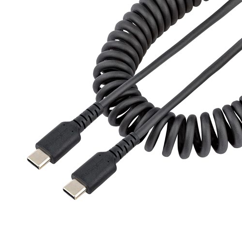 StarTech.com 0.5m USB C to USB C Coiled Heavy Duty Fast Charge and Sync Cable