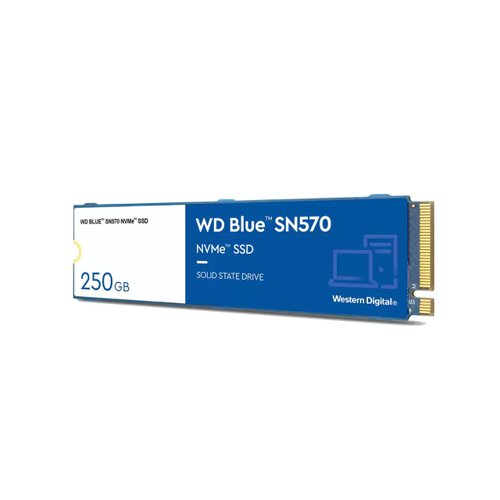 Western Digital Blue 250GB SN570 PCIe G3 M.2 NVMe Internal Solid State Drive Solid State Drives 8WDS250G3B0C