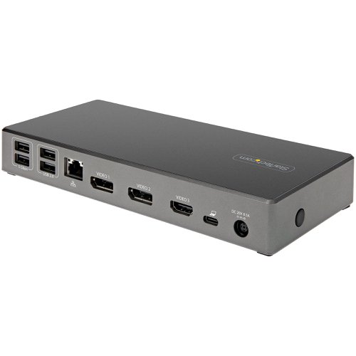 StarTech.com Triple 4K Monitor 100W Power Delivery DP 1.4 Alt Mode and DSC 2x DisplayPort 1.4 HDMI 6x USB USB C Dock