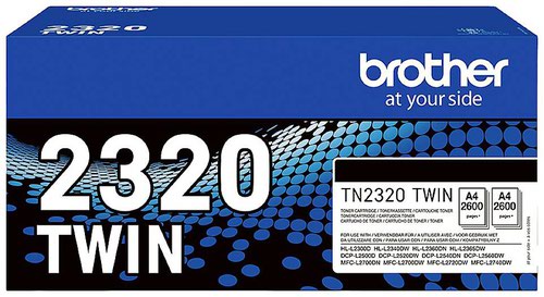 Brother Black Toner Cartridge Twin Pack 2 x 2.6k pages (Pack 2) - TN2320TWIN