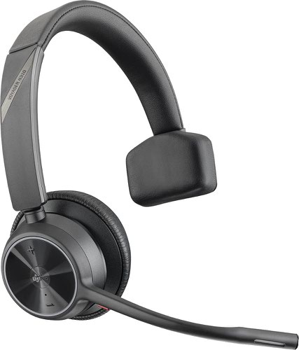 8PO77Y91AA | Free your workers from their desks with the perfect entry-level Bluetooth wireless headset. Meet the Voyager 4300 UC Series. It’s everything they need to stay productive and connect to all their devices whether at home or in the office.Keep your teams productive with outstanding audio quality, all-day comfort and dual-mic Acoustic Fence technology that eliminates background noise. And it’s an IT manager’s dream with easy deployment and full remote management – all at an unbeatable price. Phenomenal flexibility, connectivity, and freedom.Walk-and-talk with ease with up to 50 meters/164 feet of wireless range, up to 24 hours of talk time and all-day comfort to match. Make those long conference calls a little easier.Move easily between the home and the office with a portable design and travel pouch. Working somewhere noisy?  No problem. The dual-mic Acoustic Fence technology eliminates background noise. And with a mute button that is super easy to find and a dynamic mute alert, you are in control.Multiple device connections are at your fingertips. PC/Mac, smartphone, desk phone (with office base, sold separately). No need for battery anxiety, if you need more charge just plug it in and use as a corded headset.