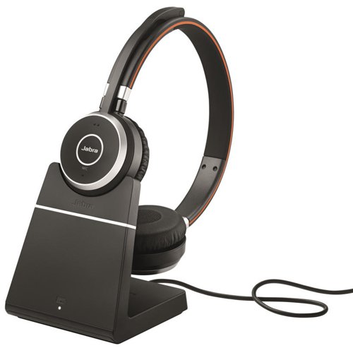 Jabra Evolve 65 SE UC Stereo Wireless Headset Link 380 USB-A Adapter + Charging Stand 6599-833-499