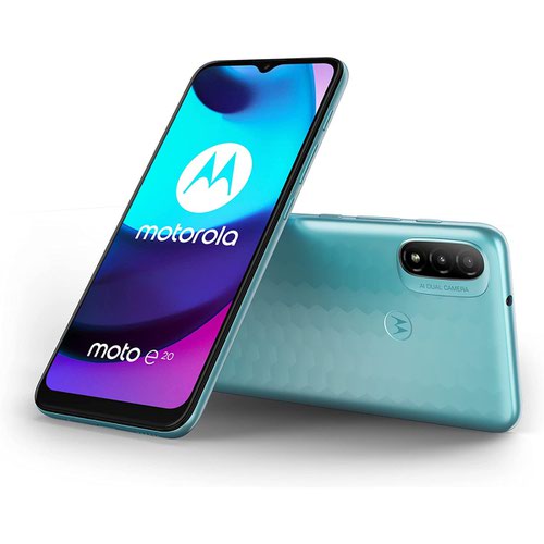 Motorola Moto E20 6.5 Inch Dual SIM Android 11 Go Edition 4G USB C 2GB 32GB 4000 mAh Coastal Blue Smartphone Motorola