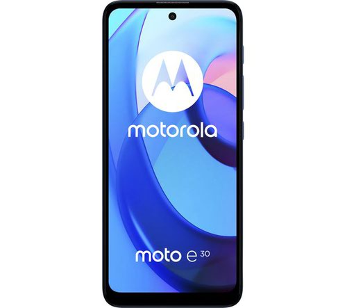 Motorola Moto E30 6.5 Inch Dual SIM Android 10 Go Edition 4G USB C 2GB 32GB 5000 mAh Digital Blue Smartphone