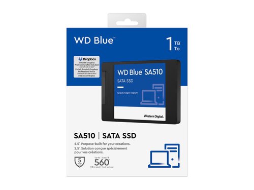 Western Digital Blue SA510 1TB SATA 6Gbs 2.5 Inch V3 560Mbs Read Speed 520Mbs Write Speed Internal Solid State Drive 8WDS100T3B0A