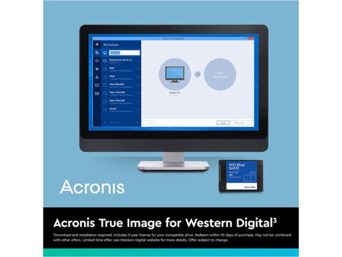 Breathe new life into your PC so you can push your work further and grow your creative potential. Designed specifically for professionals, content creators, and editors, the WD Blue SA510 SATA SSD includes Acronis True Image for Western Digital backup and cyber protection software.