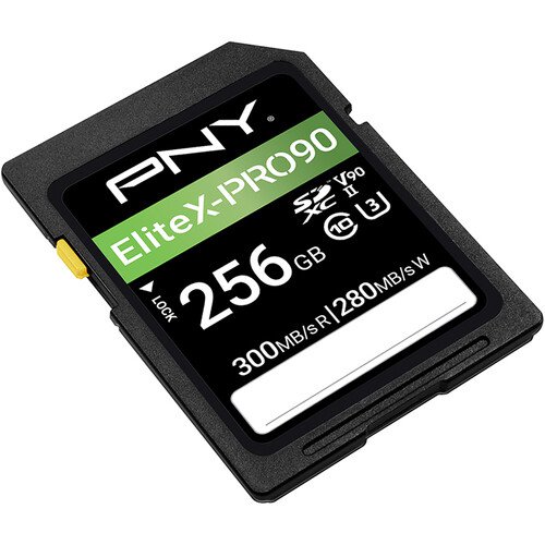The PNY EliteX-PRO90 Class 10 U3 V90 UHS-II SD Flash Memory Cards are the ultimate solution for seamless content capture for professional photographers and videographers. They have been designed to harness the power of UHS-II in order to support the most demanding, write intensive applications such as 8K videography. These cards are rated Class 10, U3, V90 with read speeds of up to 300MB/s read and 280MB/s write, guaranteeing blazing fast transfer speeds for high resolution content capture and accelerated workflow when editing footage. What’s more, the PNY EliteX-PRO90 SD cards push the limits of the UHS-II bus interface by offering V90 Video Speed, which ensures a minimum sustained read and write speed of 90MB/s, enabling extended lengths of cinema quality video capture in 8K resolution. Incredibly versatile, these cards are ideal for capturing sequential burst mode HD photos, 4K Ultra HD Video, and uninterrupted 8K Ultra HD Video at 7680 x 4320. The PNY EliteX-PRO90 UHS-II SD cards are compatible with UHS-II enabled DSLR cameras, mirrorless cameras, and advanced & professional video cameras, and backwards compatible with UHS-I devices at UHS-I speeds.