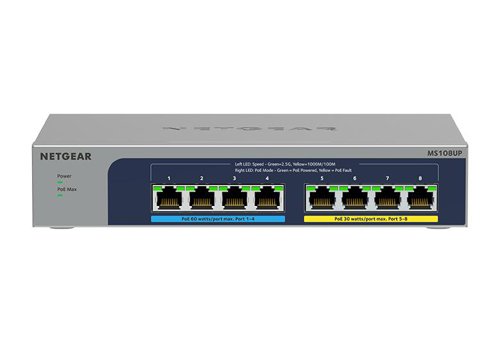 NETGEAR MS108UP Unmanaged 2.5G Ethernet Multi Gig 100 1000 2500 Power over Ethernet Network Switch