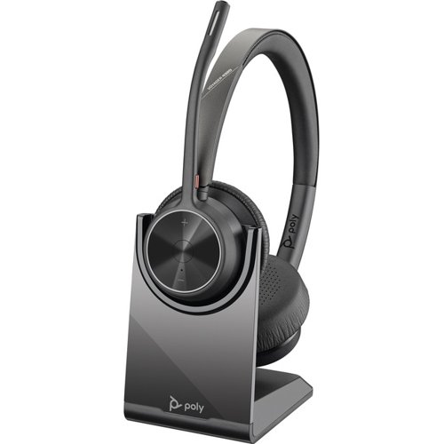 HP Poly Voyager 4320 UC Stereo USB-A Headset and BT700 USB-A Dongle with Charging Stand Headsets & Microphones 8PO77Y99AA