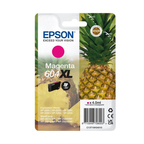 Epson Pineapple 604 Magenta High Capacity Ink Cartridge 4ml - C13T10H34010
