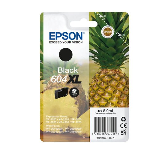Epson Pineapple 604 Black High Capacity Ink Cartridge 8.9ml - C13T10H14010