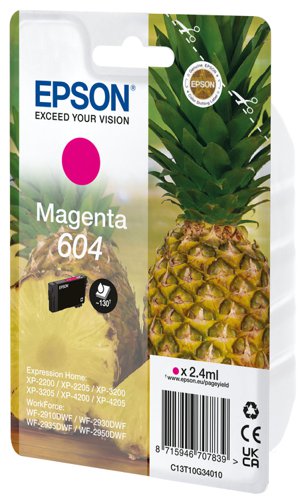 Epson 604 Ink Cartridge Pineapple Magenta C13T10G34010 EP70783