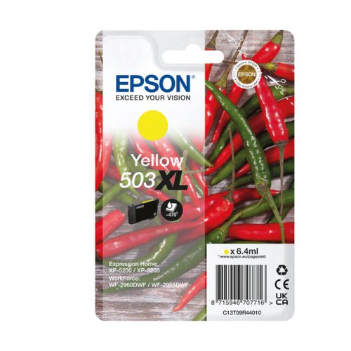 Epson Chillies 503 Yellow High Capacity Ink Cartridge 6.4ml - C13T09R44010