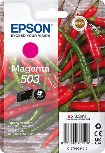 Epson Chillies 503 Magenta Standard Capacity Ink Cartridge 3.3ml - C13T09Q34010