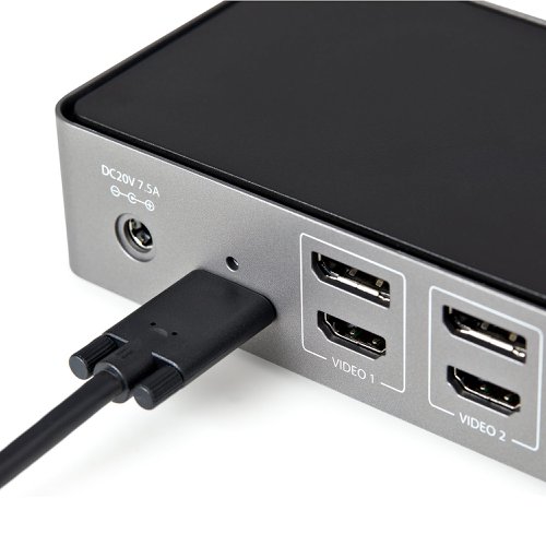 This USB-C Gen 2 10Gbps docking station turns your USB-C or Thunderbolt 3 MacBook Pro, Windows laptop, and Chromebook into a powerful workstation. A USB 3.2 Gen 2 Type-C dock features everything you need, from triple HDMI or DisplayPort video outputs up to 4K 60 Hz to 10Gbps USB-C & USB-A downstream peripheral ports to 85W Power Delivery. Older USB-A laptops are supported through universal hybrid USB-C/USB-A cable included.This USB-C Gen 2 docking station with DP 1.4 and HDMI 2.0 support, is a perfect choice for dual or triple monitor setup, supporting up to triple 4K 60Hz display output, with any combination of three DisplayPort or HDMI video interfaces, on USB-C Gen 2 (with DP 1.4 support) laptops, MacBooks and Windows-based Thunderbolt 3 laptops. Older USB-A laptops will only support dual monitor setup. Power and charge USB-C/Thunderbolt 3 workstation laptops & ultrabooks with 85 watt PDHigher power delivery, MORE than other USB-C 10G Triple monitor docks. Charge smartphones and other devices with two downstream front-facing charging ports with BC 1.2 for USB-A and USB-C devices. Fast-charge ports support always-on charging so devices will charge whether or not a host laptop is connected.