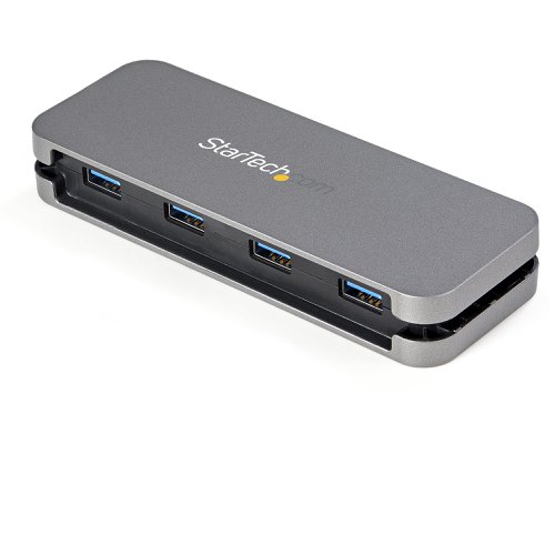 This 4 Port USB-C Hub enables you to connect four SuperSpeed USB 3.2 Gen 1 (5 Gbps) peripherals to your USB-C laptop or computer, an ideal solution for adding USB ports to a device that has limited USB ports available. It features a wrap-around cable manager, allowing you to tuck away the built-in cable for easy portability.With this USB-C hub you can connect four USB-A devices to a single USB-C port on your USB-C host device. The USB Type-C hub shares up to 15W (5V/3A) of power between connected devices, making it an ideal solution for connecting SSD/thumb drives, data storage, keyboards, mice, web cams and USB headsets. The USB hub is backward compatible with USB 2.0 (480 Mbps).Featuring a durable plastic housing that's lightweight, and a sleek wrap-around cable management system, this USB hub is the perfect travel companion for your laptop. Its small footprint ensures it will store easily in your laptop bag, and the wrap-around cable manager prevents tangles, ensuring easy accessibility. The USB hub is bus powered so there's no bulky external power adapter.The USB hub is OS independent ensuring support on a wide range of platforms including Windows, macOS, Linux, iPadOS, Chrome OS and Android. The built-in host cable is 11 in. (28 cm) long, providing enough length to easily integrate into any workstation, reaching your host device even when it's placed on a laptop riser or stand. The USB-C host connection works with any USB-C or Thunderbolt 3 laptop, tablet, smartphone or 2-in-1, such as Surface Pro 7, Surface Book, iPad Pro, MacBook/MacBook Pro/MacBook Air, XPS or X1 Carbon.