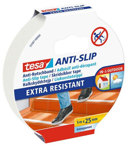 tesa Anti Slip Tape 25 mm x 5m Transparent 143241 Buy online at Office 5Star or contact us Tel 01594 810081 for assistance