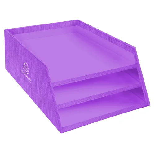 Teksto Letter Tray Cardboard 3 Level Purple 13458D