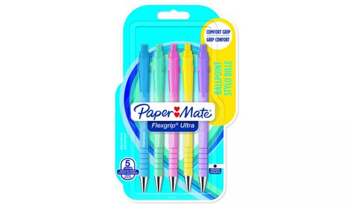 FlexGrip Ultra Pastel Ballpoint Pens Medium 1.0mm Tip Black Ink (Pack 5) 2152934