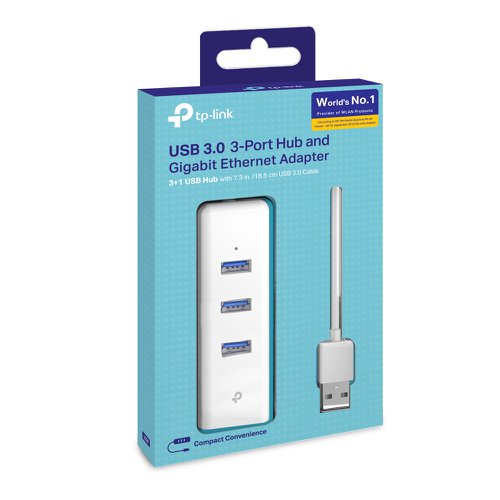TP Link 3 Port USB 3.0 Hub Gigabit Ethernet Network Adapter