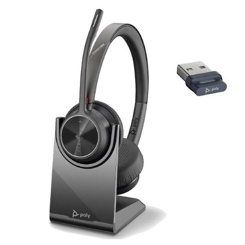 HP Poly Voyager 4320 Wireless USB-A Microsoft Teams Certified Headset with BT700 Dongle and Charging Stand