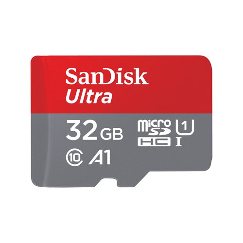 SanDisk Ultra 32GB Class 10 MicroSD Memory Card and Adapter 8SD10314042 Buy online at Office 5Star or contact us Tel 01594 810081 for assistance