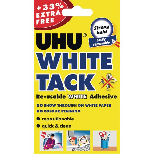 UHU White Tack 62g + 33% Extra Free 43496 [Pack 12]