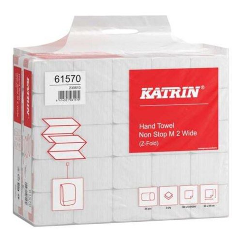 Katrin Classic Hand Towel Non Stop M2 Wide 160 Sheets White (Pack of 25) 61570 Metsa Tissue
