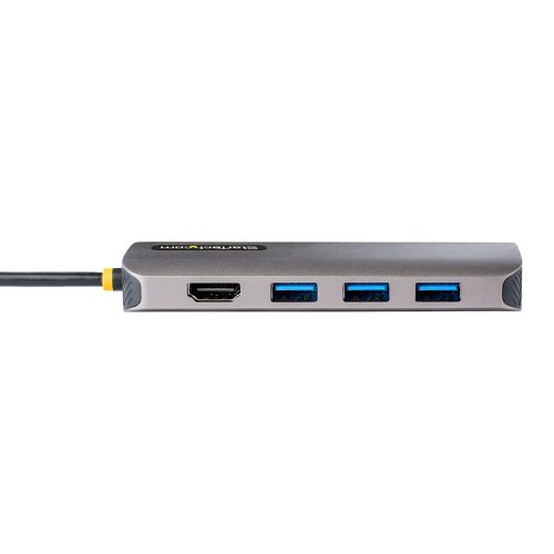 8ST115BUSBCMULTIPORT | This USB-C Multiport Adapter with DP 1.4 Alt Mode supports 4K 60Hz HDMI (HDR) and turns your MacBook, Dell XPS, or other USB-C laptop or tablet into a workstation, anywhere you go. The USB Type-C Multiport Adapter features a 4K HDMI video output, three USB 3.2 Gen 1 Type-A (5Gbps) ports, SD and MicroSD card readers and a Gigabit Ethernet port, all through one connection to your laptop's USB-C, USB4, or Thunderbolt 3/4 port. Plus, it offers advanced charging and flexibility through a shared USB-C Power Delivery 3.0 and Data port which can be used to connect peripherals, with USB 2.0 transfer speeds (480Mbps), when a power source is not connected. The Multiport Adapter features an extra-long attached 12-inch (30 cm) host cable - for an extended reach, to offer more set up flexibility.The portable docking station enables you to connect a 4K 60Hz HDMI monitor (4096 x 2160p), or an ultrawide monitor, to your laptop, to create a powerful workstation.The USB-C to USB 3.2 Gen 1 hub features three USB-A (5Gbps) ports for connecting your USB devices.A versatile dock solution for use at your office desk, home office, hotel desk, or in the boardroom, and is portable enough to be carried in your bag or backpack for mobile use. This lightweight USB-C Adapter can operate with bus-power alone, or use the USB-C port to connect a USB-C power adapter (not included with Multiport Adapter) for laptop charging. Alternatively, use the USB-C port to connect additional peripherals at USB 2.0 speeds.Access your multimedia content with ease. The Multiport Adapter provides direct access to your SD, SDHC and SDXC memory cards or microSD (uSD) cards.With support for USB Power Delivery 3.0 pass through (up to 100W), the USB Type-C Multiport Adapter allows you to power and charge your laptop, when connected to a USB-C power source. PD 3.0 features Fast Role Swap (FRS) to prevent USB data disruption when you switch power sources (USB-C power adapter to bus power).The Gigabit Ethernet port ensures reliable wired network access, with support for PXE Boot and WoL.