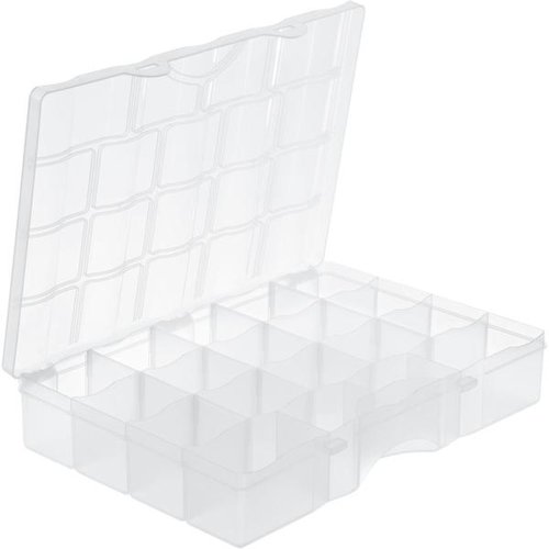 Smartstore Organiser Large for keeping small items in order. The small, removable compartments can be used to store items such as screws, nuts, nails, sewing accessories, hair accessories, fishing equipment or other craft accessories. BPA free and food approved. It has a smooth surface and is easy to clean. Made from recyclable material.