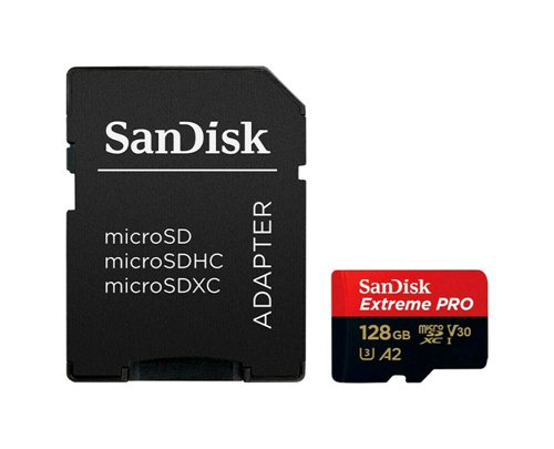 SanDisk Extreme PRO 128GB Micro SDXC UHS-I Class 10 with Adaptor Flash Memory Cards 8SASDSQXCD128GGN6MA
