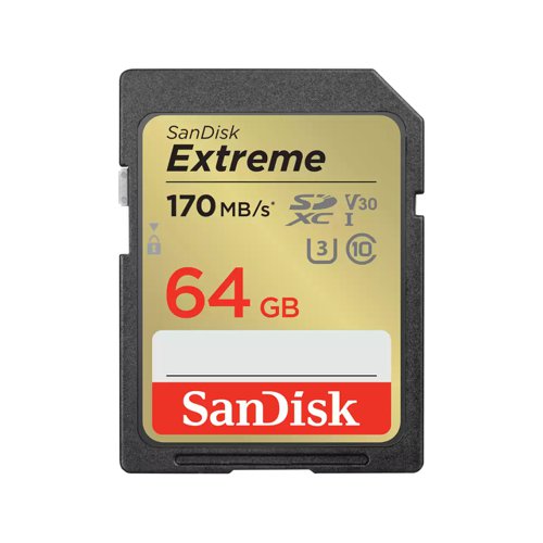 SanDisk Extreme 64GB SDXC UHS-1 Class 10 Memory Card Flash Memory Cards 8SASDSDXV2064GGNC