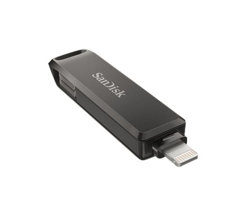The 2-in-1 flash drive for your iPhone and USB Type-C™ devices, including Android™ phones.The SanDisk® iXpand® Flash Drive Luxe comes with not one but two connectors so you can easily move files between your iPhone, iPad Pro, Mac, and USB Type-C™ devices, including Android™ phones.Say goodbye to emailing photos between devices. Once files are on your drive, you can use the high-speed USB 3.0 connector to transfer them to your USB Type-C™ computer.Want to keep your files private when you share your drive? Use the iXpand® Drive app to password-protect your files and photos across iOS devices and PC computers.A stylish swivel design protects the connectors when you toss the drive in your bag or pocket, and a keyring hole makes it easy to take the SanDisk iXpand Flash Drive Luxe with you on the go.